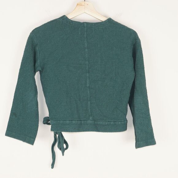 Madewell Green Texture & Thread Wrap Top Womens Sz XXS - Picture 2 of 6